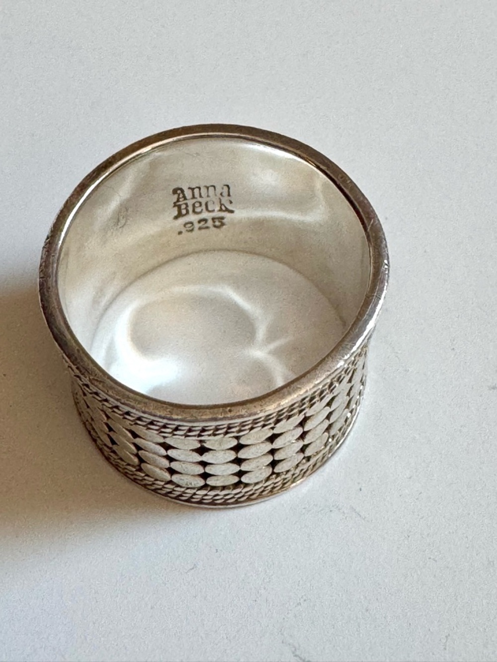 Anna Beck Classic Hammered Dot Band Ring Silver - Size 8 - Picture 4 of 6
